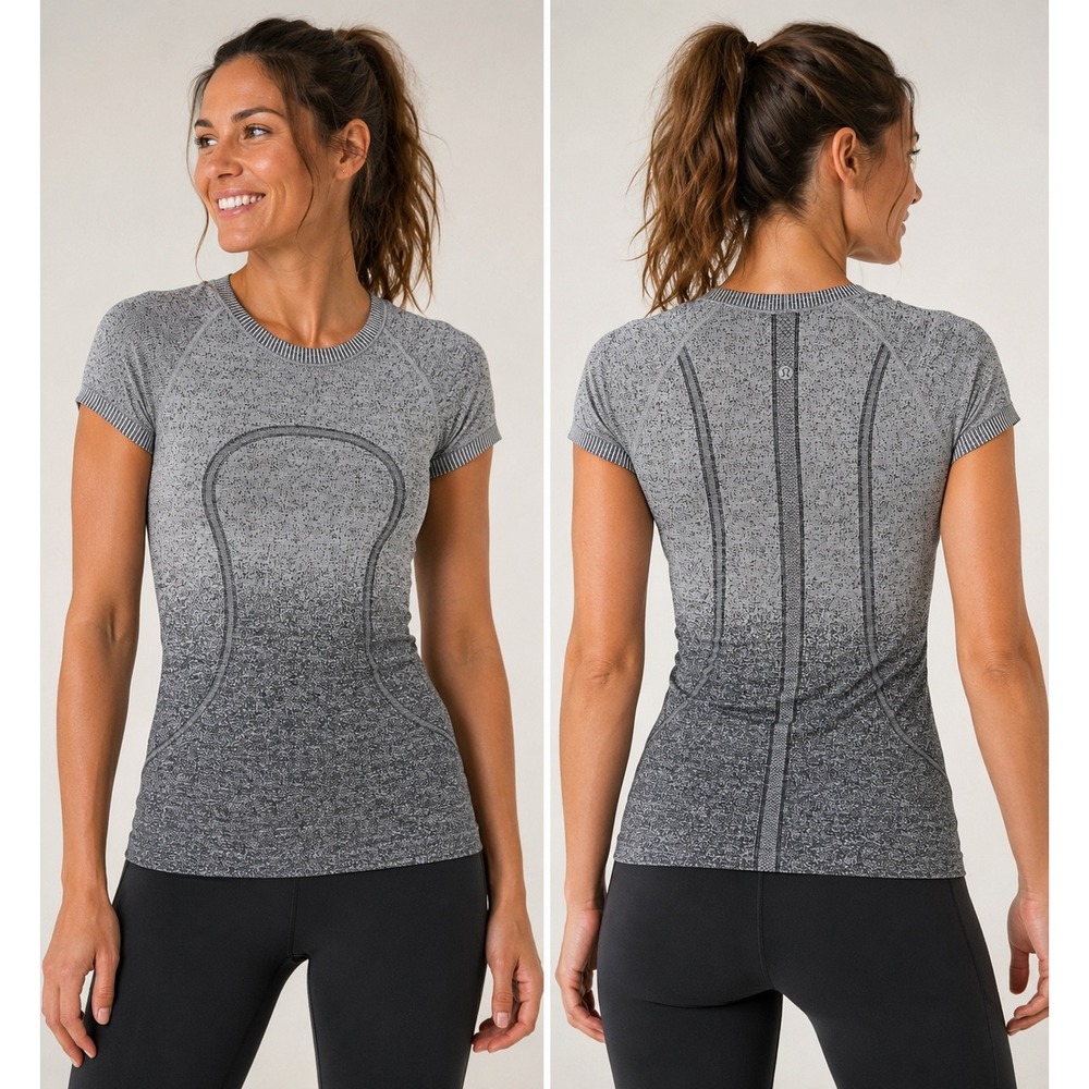 Lululemon Swiftly Tech Short Sleeve‎ Crew Grey Ombre Space Dye Size 6